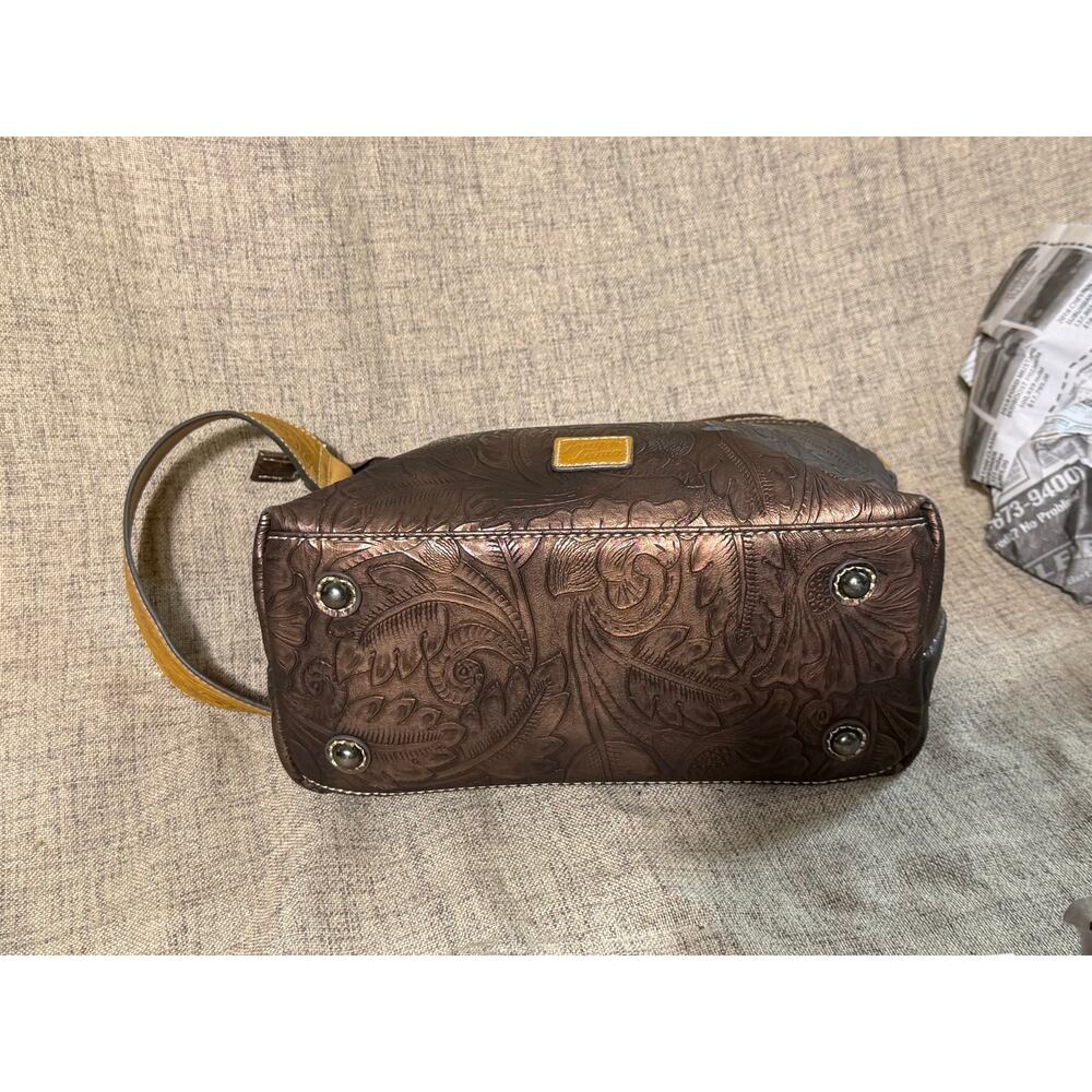 Tony Lama Brown Embossed Floral Crossbody Bag Western Tooled Shoulder Purse - Picture 11 of 14